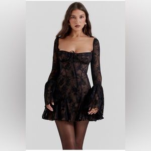 House of CB Analissa Black Lace Corset Dress